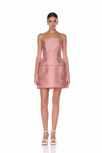 Powder Pink Mini Evening Dress with Crystal Tassels